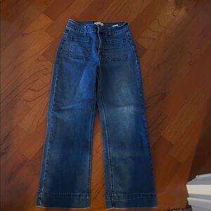 Blue Denim Wide-Leg Jeans